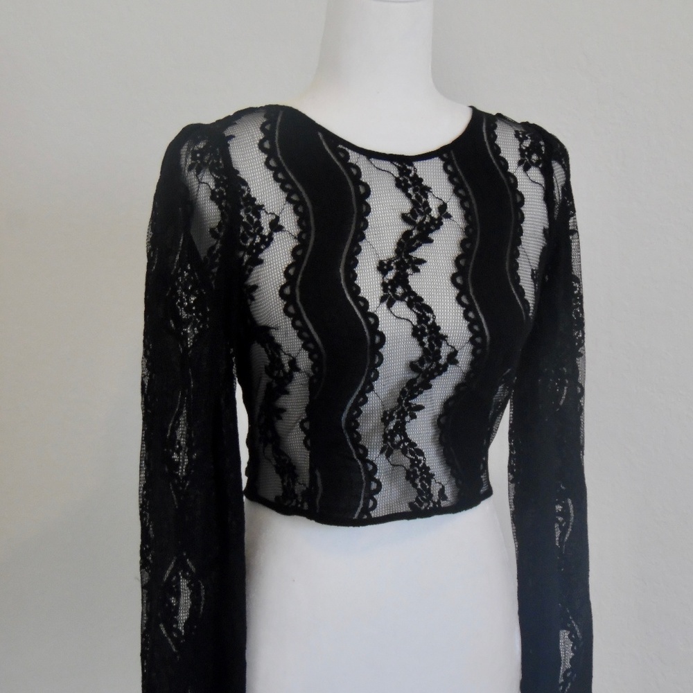 Black Lace Crop Top